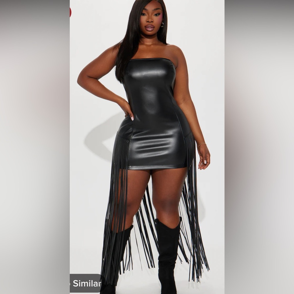 Faux leather mini dress